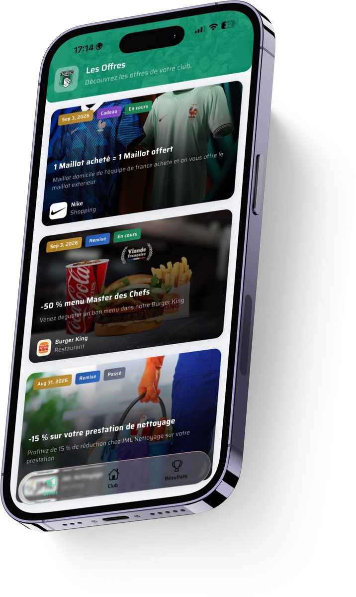 Offres locales proposées dans l’application TonClub